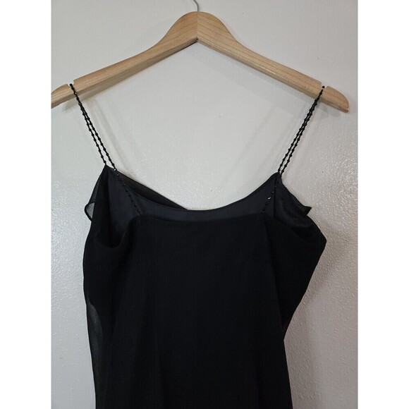 VTG Jones Wear Slip Dress Womens Size 6 Black Chiffon Overlay Sheer Sleeveless - Picture 6 of 10